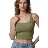 Hakke Kadın Kare Yaka Fit Kesim Crop Atlet - Haki