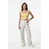 Hakke Kadın Kare Yaka Fit Kesim Crop Atlet - Sarı