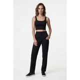 Hakke Kadın Kare Yaka Fit Kesim Crop Atlet - Siyah