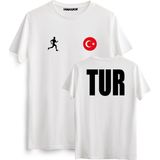 Hakuof Atletizm Türkiye Erkek Tişört Kısa Kol Beyaz Grafik Desenli Esnek Kumaş XL