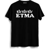 Hakuof Erkek Kısa Kol Trend Siyah Tişört Riv Riv Etma Grafik Desenli Esnek Kumaş - XS
