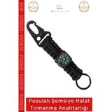 #Halatanahtarlığı Paracord Pusulalı Taktik Dağcılık Kamp Outdoor Askeri Halat Tırmanma Anahtarlığı Siyah