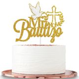 Halawawa Mi Bautizo Pasta Süsü - İspanyol My Bapstim, İlk Kutsal Komünyon Dekorasyon Pasta Süsü - Bebek Partisi/Vaftiz/Komünyon/Bebek 1. Doğum Günü Partisi Pasta Dekorları