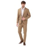 Haldey Erkek Vizon Poliviskon Kumaşlı Mono Yaka Kapak Cepli Yarım Astar Slim Fit 2'li Takım Elbise Vizon 54/6