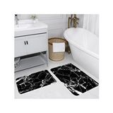 Halı Atölyesi Siyah Doğal Pamuklu 2'li Banyo ve Mutfak Paspas Seti 60x100 50x60 Cm