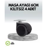 Halı Beton Kilitsiz Mobilya Tekerleği 4’Lü