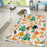 Halı Çocuk Odası Parlak Çocuk Halısı Oyun Halısı Sevimli Halı Dino Halı Yıkanabilir Renkli Dinozor (100 x 100 cm (Kare))