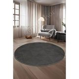 Halı Cool Antrasit Pramit Desenli Saçaksız Yuvarlak Yolluk Kilim Salon Halısı Modelleri