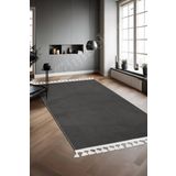 Halı Cool Antrasit Pramit Kaymaz Yıkanabilir Saçaklı Yolluk Kilim Salon Halısı Modelleri