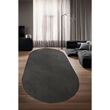 Halı Cool Antrasit Sahra Desenli Saçaksız Oval Kesme Yolluk Kilim Salon Halısı Modelleri