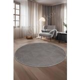 Halı Cool Gri Pramit Desenli Saçaksız Yuvarlak Kesme Yolluk Kilim Salon Halısı Modelleri