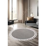 Halı Cool Gri Pramit Kaymaz Yıkanabilir Saçaklı Yuvarlak Yolluk Salon Halısı Modelleri