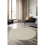 Halı Cool Krem Sahra Desenli Saçaksız Yuvarlak Kesme Yolluk Kilim Salon Halısı Modelleri