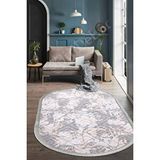 Halı Gri3 Cool Karo Yıkanabilir Saçaklı Oval Kesme Ince Yolluk Kilim Salon Halısı Modeli Çok Renkli