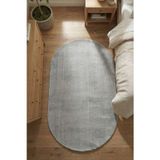 Halı Special Yuma Oval Gri Peluş Halı Kaymaz Taban Yıkanabilir Mutfak Halısı Koridor Yolluk Yumuşak