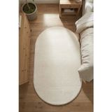 Halı Special Yuma Oval Krem Peluş Halı Kaymaz Taban Yıkanabilir Mutfak Halısı Koridor Yolluk Yumuşak