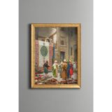 Halı Tüccarı - Vintage Desenli Çerçeve - İnce Model, Altın3, 30 x 40