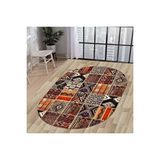 Halı Turuncu Cool K1300 Yıkanabilir Oval Kesme Ince Yolluk Kilim Salon Halısı Modelleri Çok Renkli
