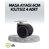 Halı ve Beton Uyumlu Kilitsiz Mobilya Tekerleği 4’lü