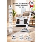 Halı Ve Koltuk Yıkama Cam Temizleme 6In1 Leke Çıkartma Makinesi Tcc02 Beyaz