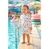 Haliç Mayo Uzun Kollu Kız Bebek Çocuk Tulum Yüzücü Mayo 26808 Krem