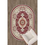 HaLıFoRuM Dekoratif Oval Halı Klasik Desen Kaymaz Taban Salon Oturma Odası Halısı Ovl-01bordo
