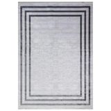 Halımax Art Bambu Saten Gri 2185 Çerçeve Desenli Makinede Yıkanabilir Dokuma Halı - 100 x 300 cm