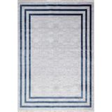 Halımax Art Bambu Saten Mavi 2185 Çerçeve Desenli Makinede Yıkanabilir Dokuma Halı - 160 x 230 cm