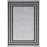 Halımax Art Bambu Saten Siyah 2185 Çerçeve Desenli Makinede Yıkanabilir Dokuma Halı - 100 x 200 cm
