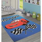 Halımax Cino 88 Kırmızı Şimşek Yarış Arabası Erkek Çocuk Odası Oyun Halısı Mavi - 100 x 150 cm