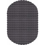 Halımax Ekstra Yumuşak Dokulu Antrasit Bubble Tavşan Tüyü Darcio Oval Post Peluş Halı - 80 x 100 cm