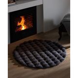 Halımax Ekstra Yumuşak Dokulu Antrasit Bubble Tavşan Tüyü Darcio Yuvarlak Post Peluş Halı - 160 x 160 cm