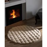 Halımax Ekstra Yumuşak Dokulu Bej Bubble Tavşan Tüyü Darcio Yuvarlak Post Peluş Halı - 160 x 160 cm