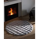Halımax Ekstra Yumuşak Dokulu Gri Bubble Tavşan Tüyü Darcio Yuvarlak Post Peluş Halı - 80 x 80 cm