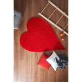 Halımax Tavşan Tüyü Kaymaz Tabanlı Kırmızı Kalp Post Peluş Halı