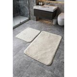 Halımax Yıkanabilir 2’li Banyo Paspas Seti Ultra Yumuşak Peluş 40X60 60X90 Ikili Banyo Halısı - Krem