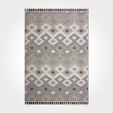 Halinet Aleah Gri Geometrik Etnik Modern Desenli Hav Vermeyen Leke Tutmayan Kolay Temizlenen Yumuşak Makine Salon Yolluk Mutfak Halı