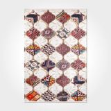Halinet Alice Geometrik Beyaz Polyester Dikdörtgen Modern Desenli Pamuk Makinada Yıkanabilir Hav Toz Vermez Leke Tutmayan Kaymaz Taban Dijital Makine Baskı Salon Yolluk Mutfak Halı