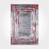 Halinet Allison Çerçeveli Gri Pamuk Kare Modern Desenli Pamuk Makinada Yıkanabilir Hav Toz Vermez Leke Tutmayan Kaymaz Taban Dijital Makine Baskı Salon Yolluk Mutfak Halı