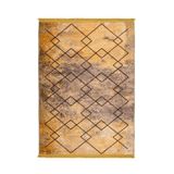 Halinet Amstelveen Geometrik Sarı Polyester Dikdörtgen Modern Desenli Pamuk Makinada Yıkanabilir Hav Toz Vermez Leke Tutmayan Kaymaz Taban Dijital Makine Baskı Salon Yolluk Mutfak Halı