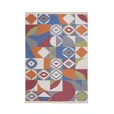 Halinet Apeldoorn Geometrik Mavi Polyester Dikdörtgen Modern Desenli Pamuk Makinada Yıkanabilir Hav Toz Vermez Leke Tutmayan Kaymaz Taban Dijital Makine Baskı Salon Yolluk Mutfak Halı