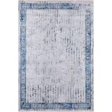 Halinet Armavir Mavi Çerçeveli Etnik Modern Desenli Makinada Yıkanabilir Hav Toz Vermez Leke Tutmayan Kaymaz Taban Dijital Makine Baskı Salon Yolluk Mutfak Halı