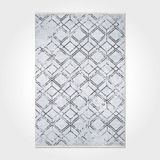 Halinet Arya Geometrik Gri Polyester Kare Modern Desenli Pamuk Makinada Yıkanabilir Hav Toz Vermez Leke Tutmayan Kaymaz Taban Dijital Makine Baskı Salon Yolluk Mutfak Halı