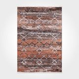 Halinet Autumn Geometrik Kahverengi Pamuk Kare Modern Desenli Pamuk Makinada Yıkanabilir Hav Toz Vermez Leke Tutmayan Kaymaz Taban Dijital Makine Baskı Salon Yolluk Mutfak Halı