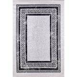Halinet Biysk Gri Çerçeveli Etnik Modern Desenli Makinada Yıkanabilir Hav Toz Vermez Leke Tutmayan Kaymaz Taban Dijital Makine Baskı Salon Yolluk Mutfak Halı