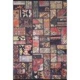 Halinet Blaszki Siyah Patchwork Etnik Modern Desenli Makinada Yıkanabilir Hav Toz Vermez Leke Tutmayan Kaymaz Taban Dijital Makine Baskı Salon Yolluk Mutfak Halı