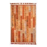Halinet Bohinj Patchwork Turuncu Pamuk Dikdörtgen Modern Desenli Pamuk Makinada Yıkanabilir Hav Toz Vermez Leke Tutmayan Kaymaz Taban Dijital Makine Baskı Salon Yolluk Mutfak Halı