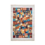 Halinet Bovec Patchwork Beyaz Pamuk Dikdörtgen Modern Desenli Pamuk Makinada Yıkanabilir Hav Toz Vermez Leke Tutmayan Kaymaz Taban Dijital Makine Baskı Salon Yolluk Mutfak Halı
