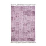 Halinet Brezovica Patchwork Pembe Pamuk Dikdörtgen Modern Desenli Pamuk Makinada Yıkanabilir Hav Toz Vermez Leke Tutmayan Kaymaz Taban Dijital Makine Baskı Salon Yolluk Mutfak Halı