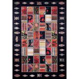 Halinet Calgary Siyah Patchwork Etnik Modern Desenli Makinada Yıkanabilir Hav Toz Vermez Leke Tutmayan Kaymaz Taban Dijital Makine Baskı Salon Yolluk Mutfak Halı